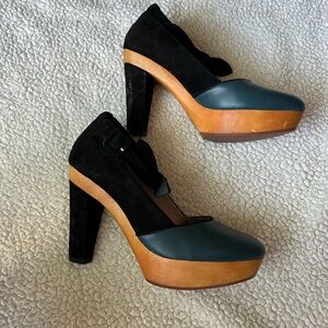 Leather/ suede top shoes with ankle straps by Farylrobin (Anthropologie)